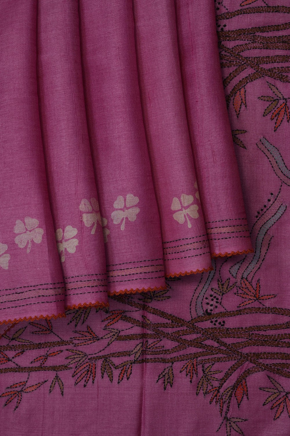 Image of Pink Desi Tussar Silk Saree