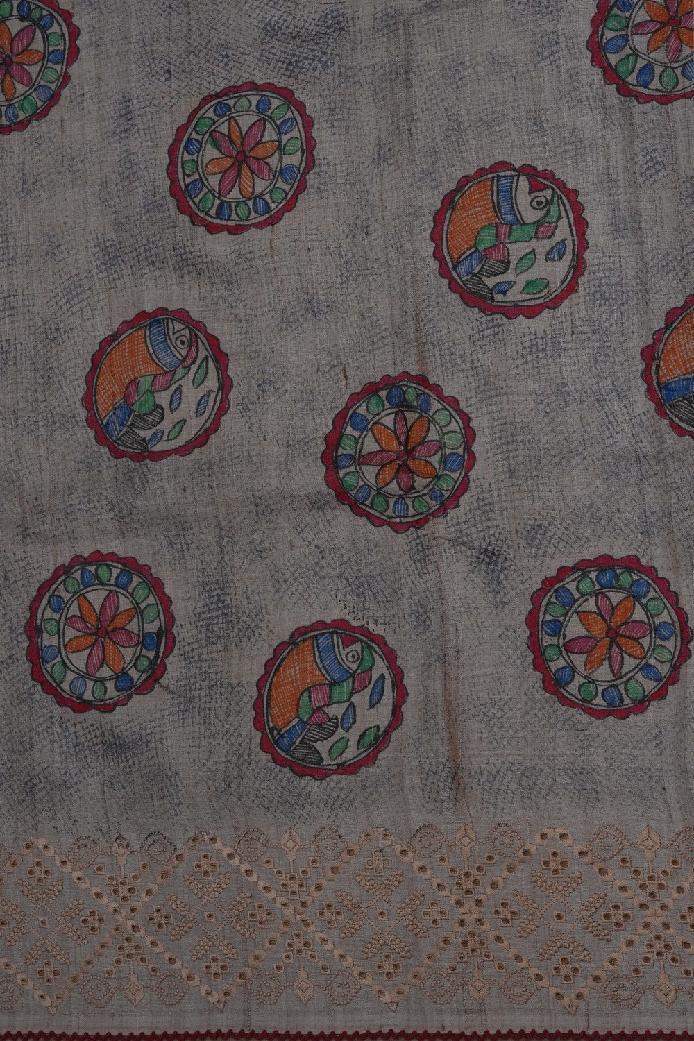 Image of Off-White Desi Tussar Silk Saree