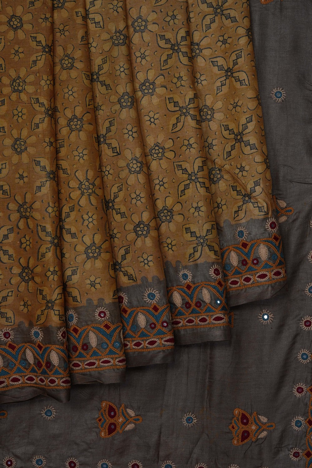 Image of Beige Desi Tussar Silk Saree