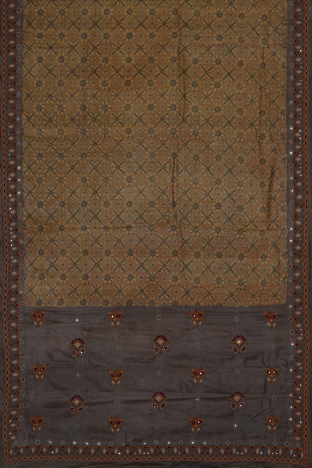 Image of Beige Desi Tussar Silk Saree