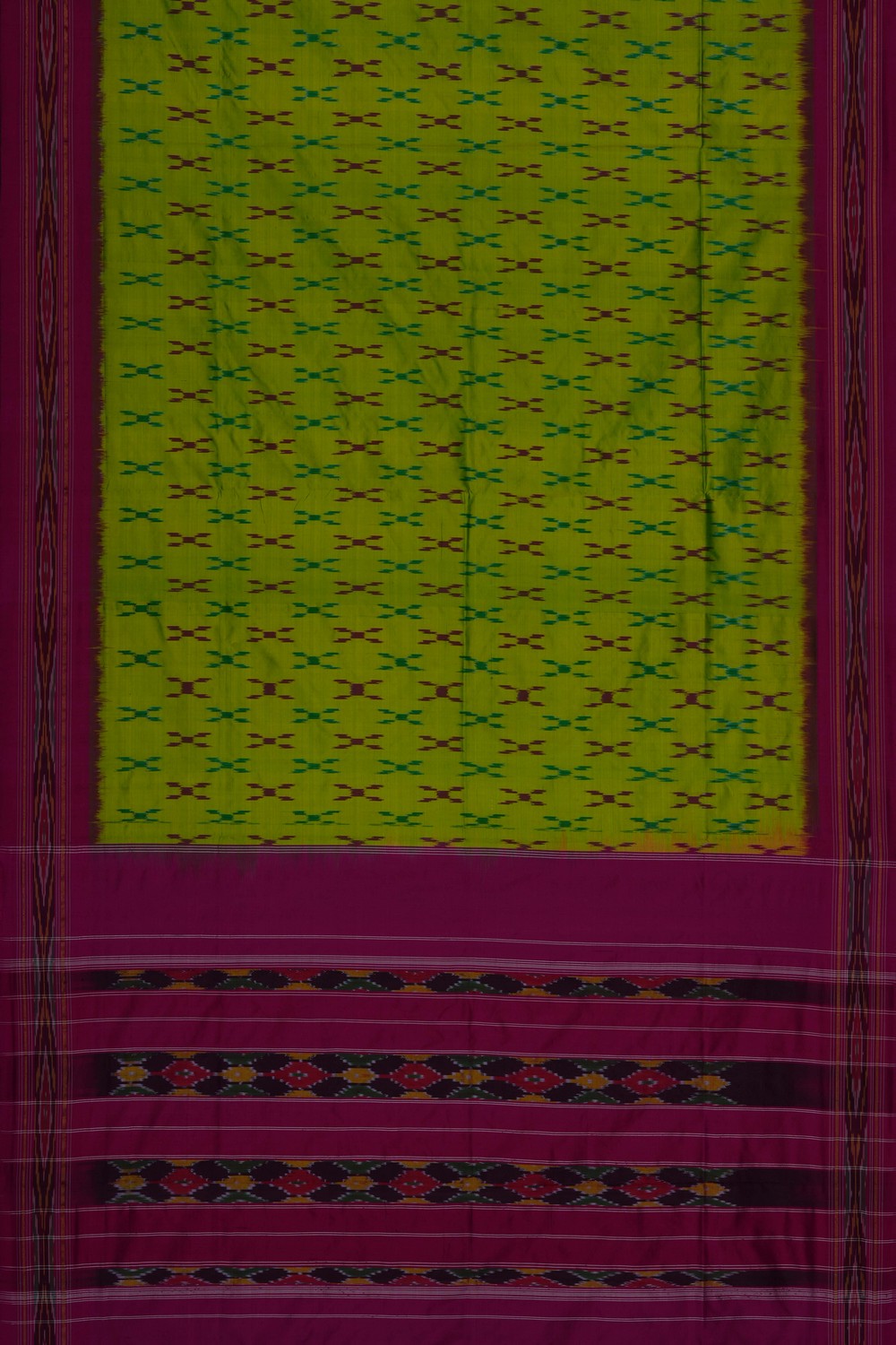 Image of Green Pochampally Ikat Silk Saree