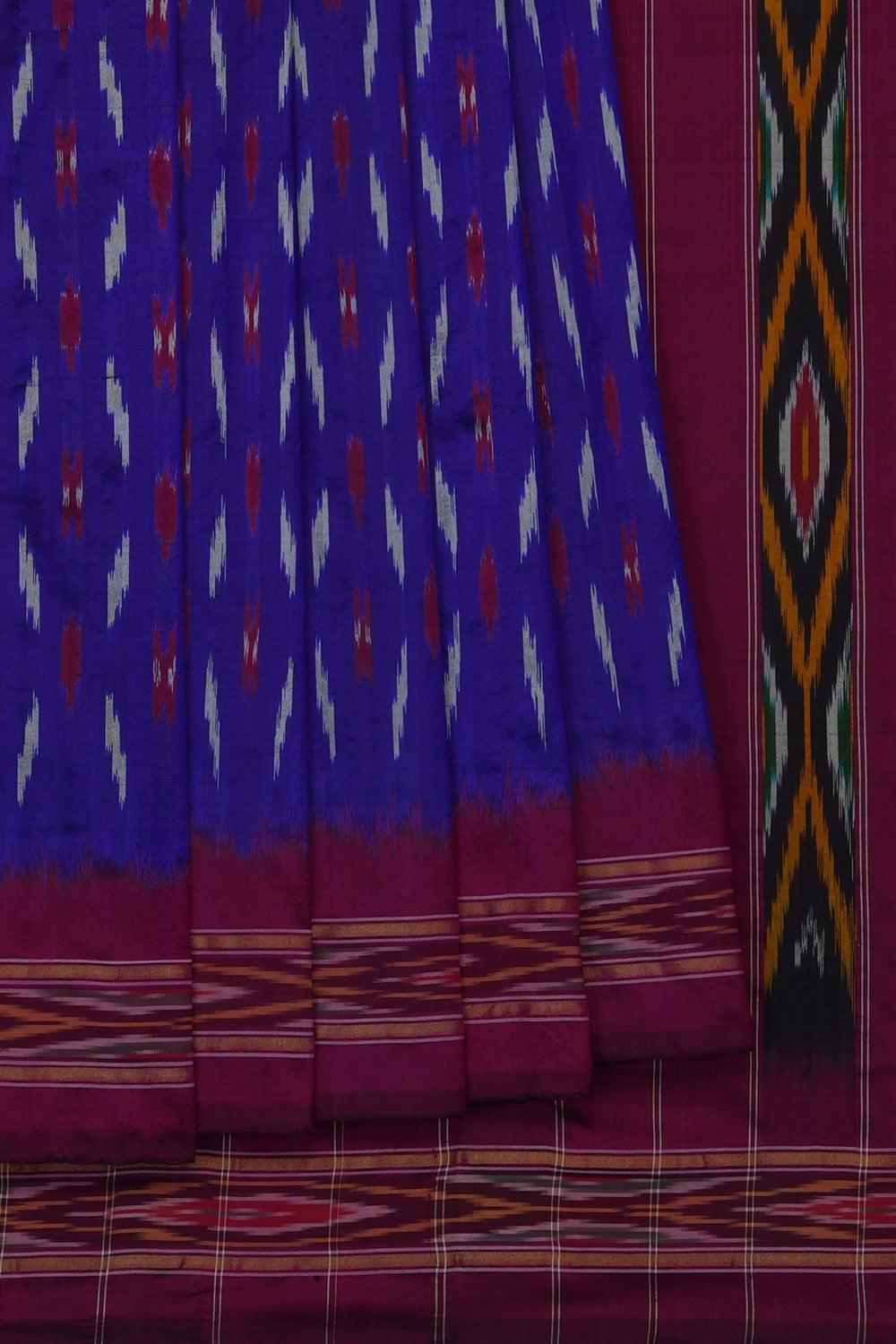 Image of Purple Pochampally Ikat Silk Saree