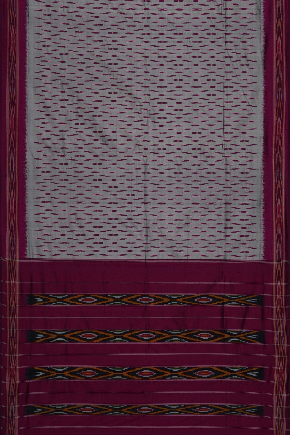 Image of Grey Pochampally Ikat Silk Saree