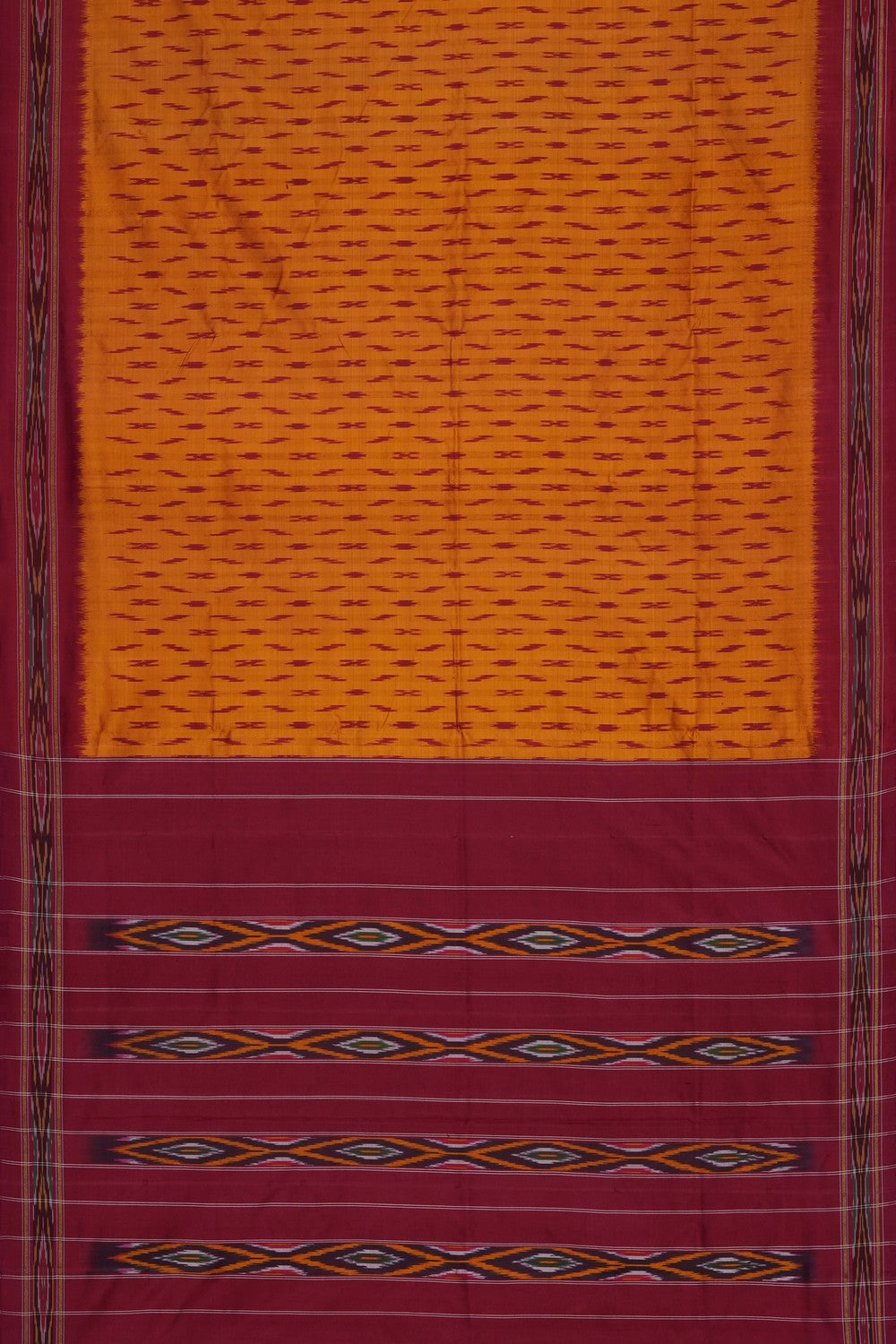 Image of Mustard Pochampally Ikat Silk Saree
