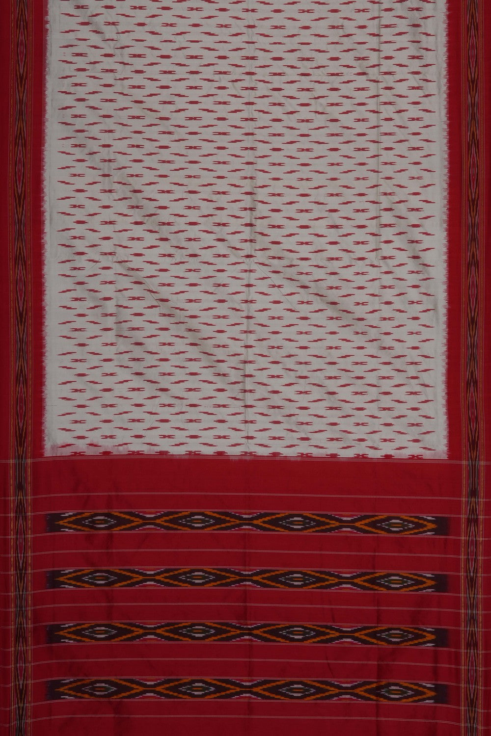 Image of Off-White Pochampally Ikat Silk Saree