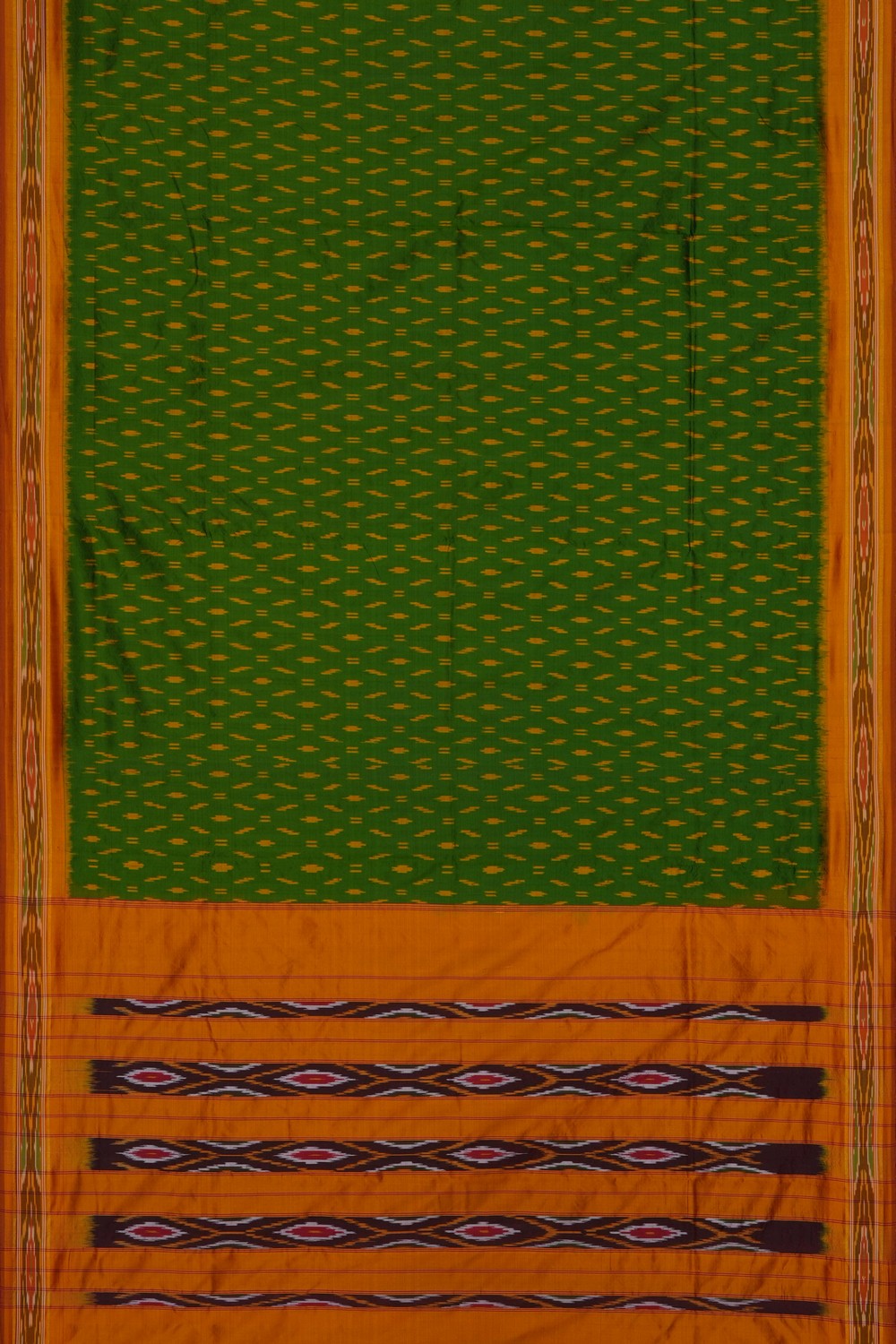 Image of Green Pochampally Ikat Silk Saree