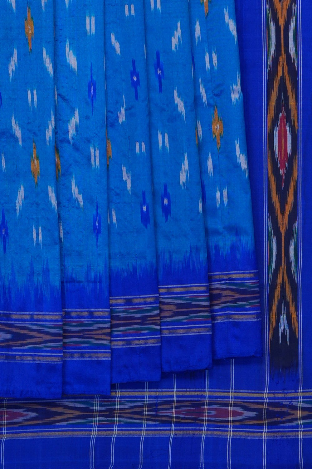 Image of Blue Pochampally Ikat Silk Saree