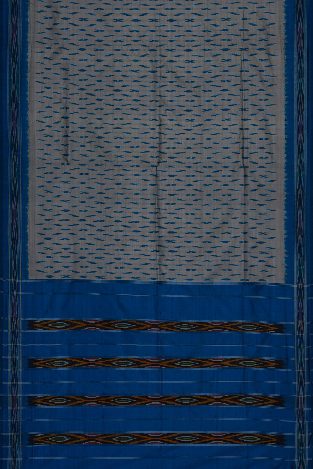 Image of Grey Pochampally Ikat Silk Saree
