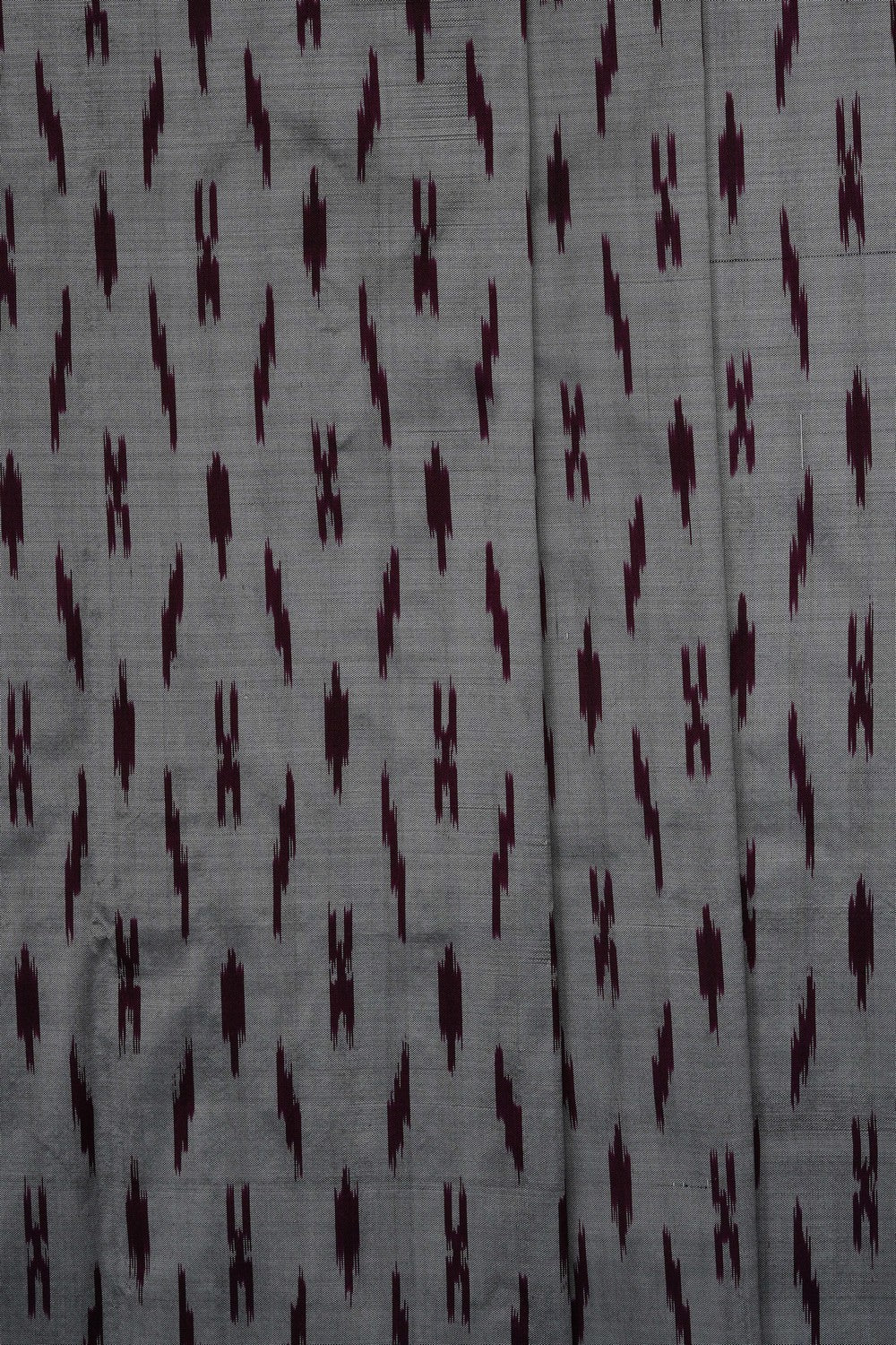 Image of Grey Pochampally Ikat Silk Saree