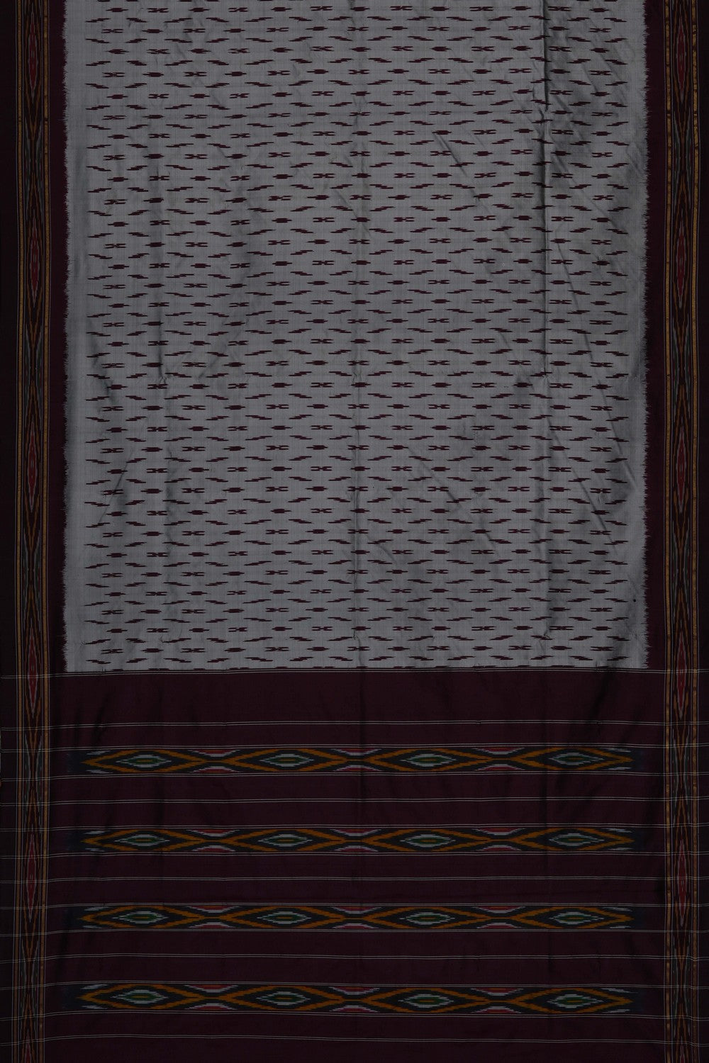 Image of Grey Pochampally Ikat Silk Saree
