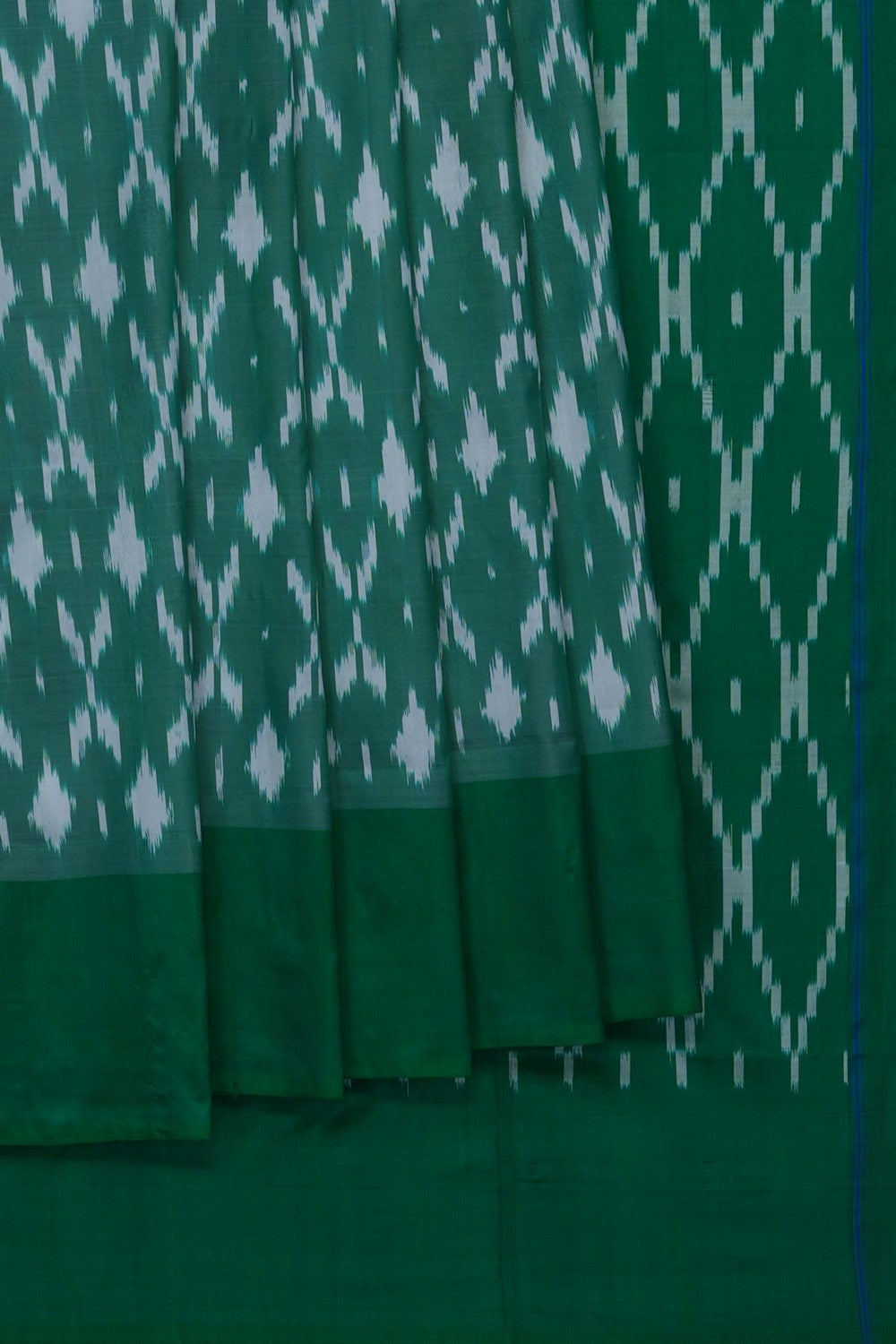 Image of Green Pochampally Ikat Silk Saree