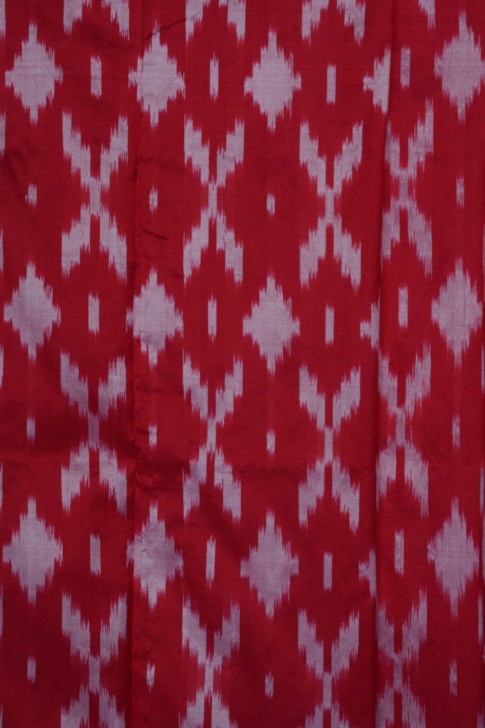 Image of Coral-Red Pochampally Ikat Silk Saree