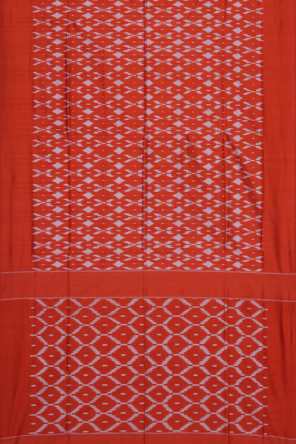 Image of Orange Pochampally Ikat Silk Saree