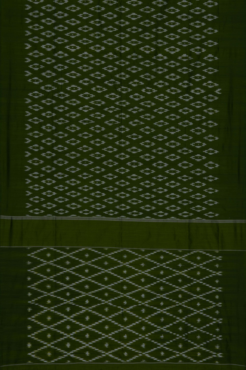 Image of Green Pochampally Ikat Silk Saree