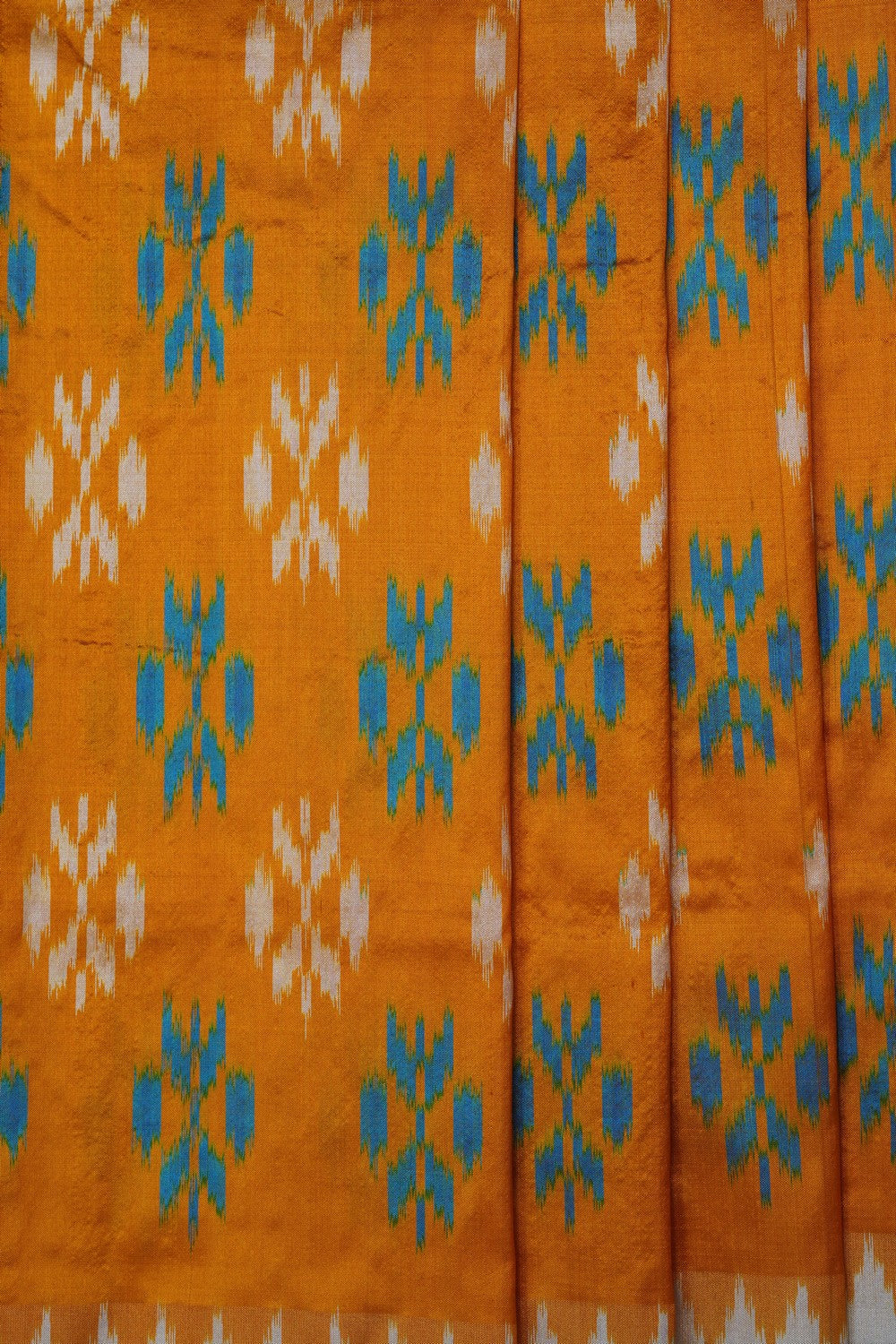 Image of Mustard Pochampally Ikat Silk Saree
