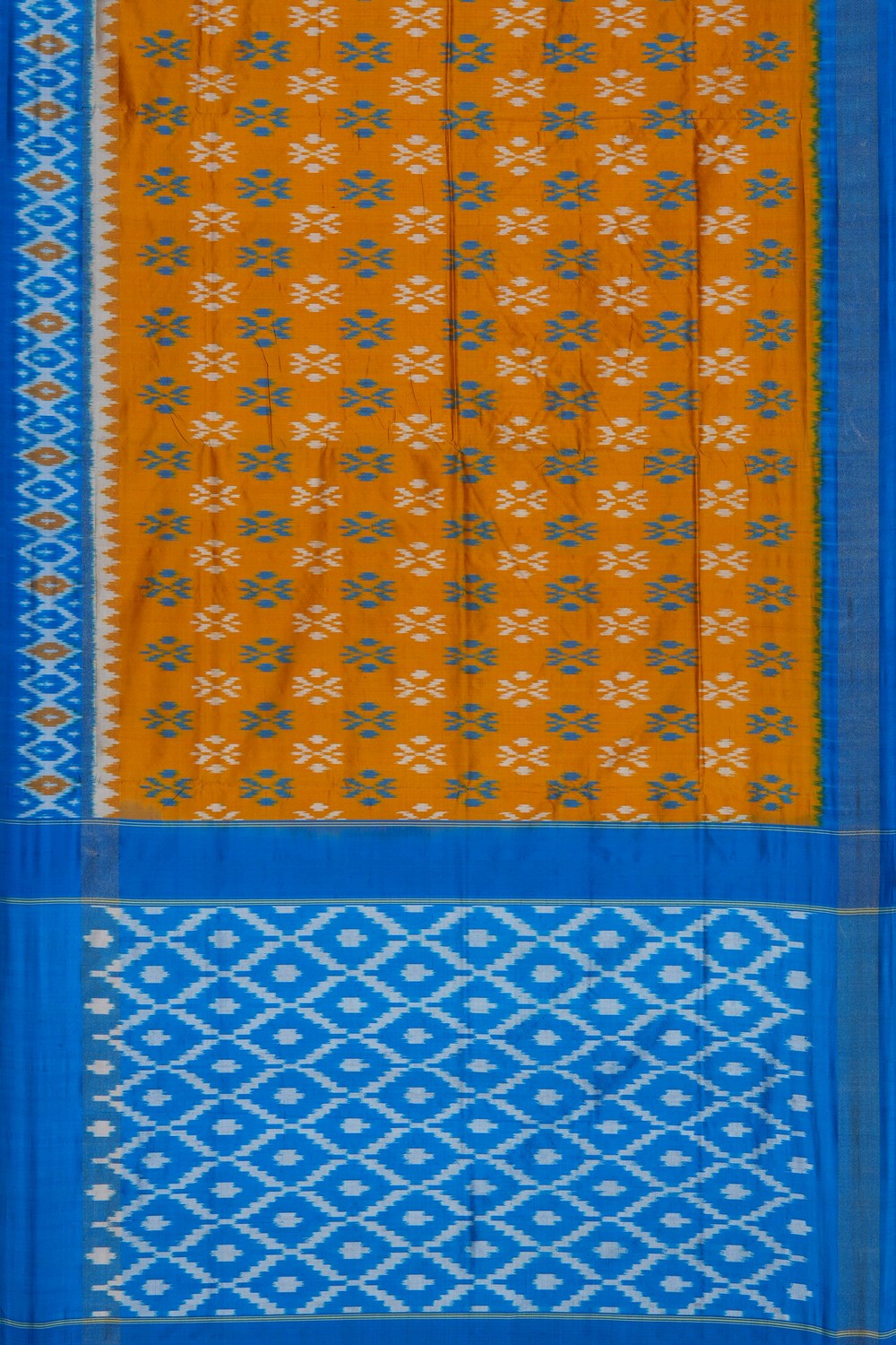 Image of Mustard Pochampally Ikat Silk Saree
