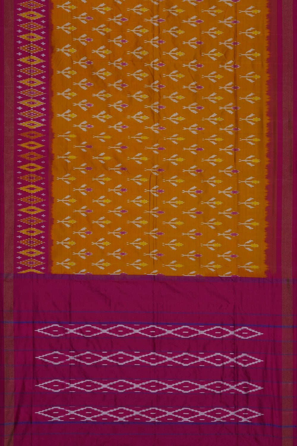 Image of Mustard Pochampally Ikat Silk Saree