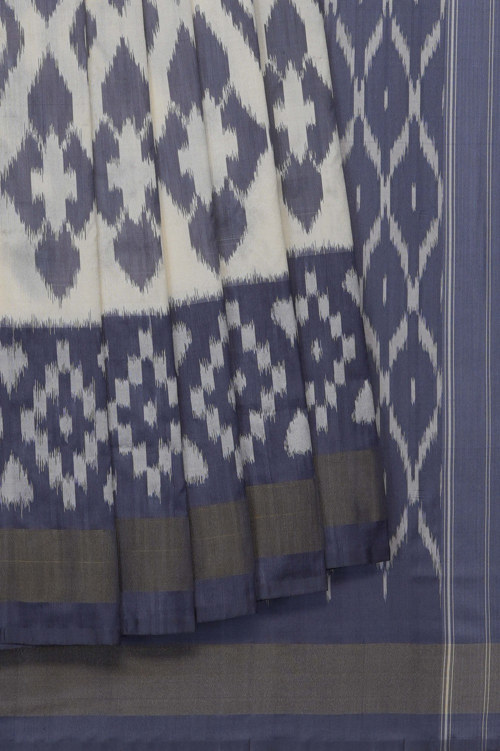 Image of Cream Pochampally Ikat Silk Saree