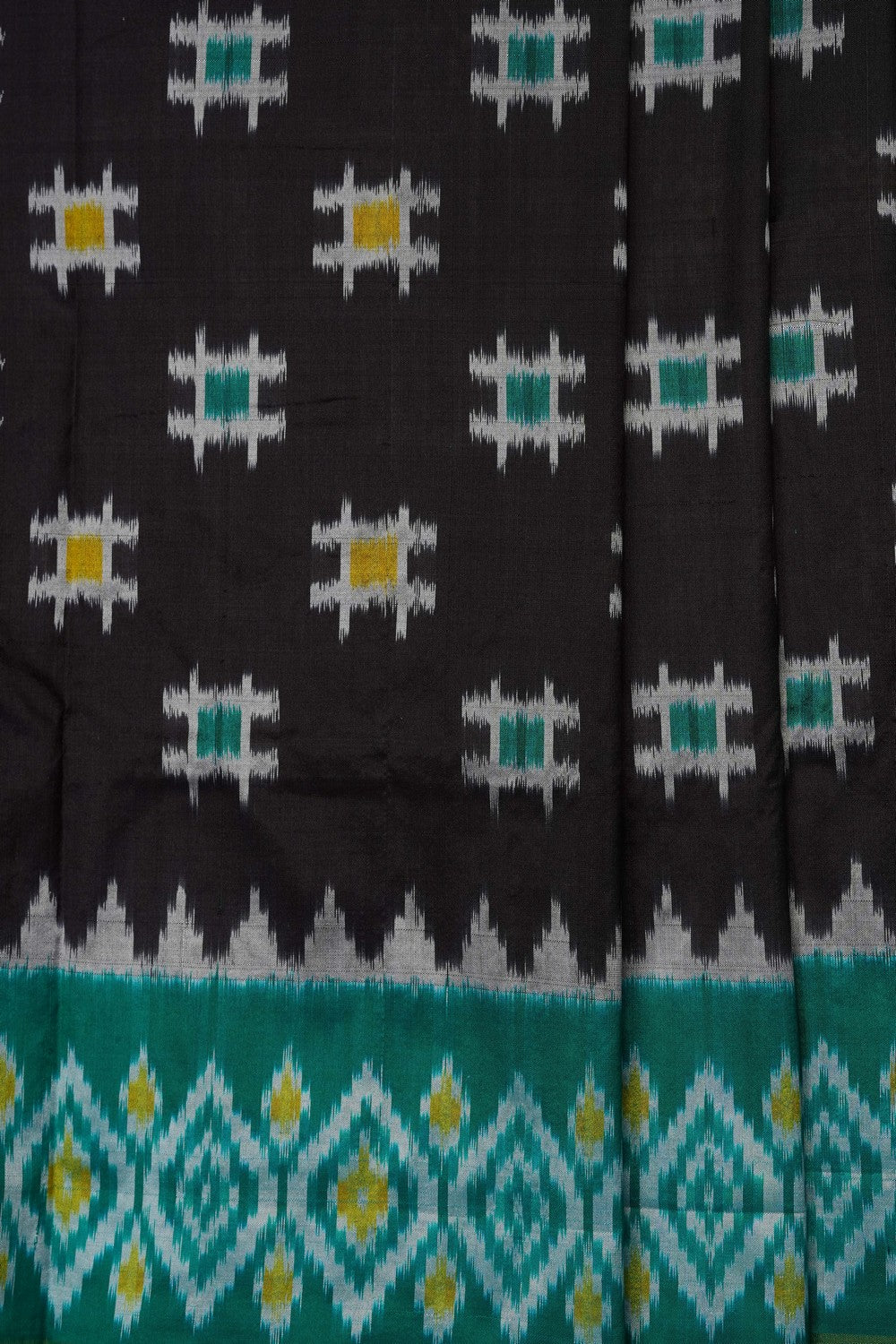 Image of Black Pochampally Ikat Silk Saree