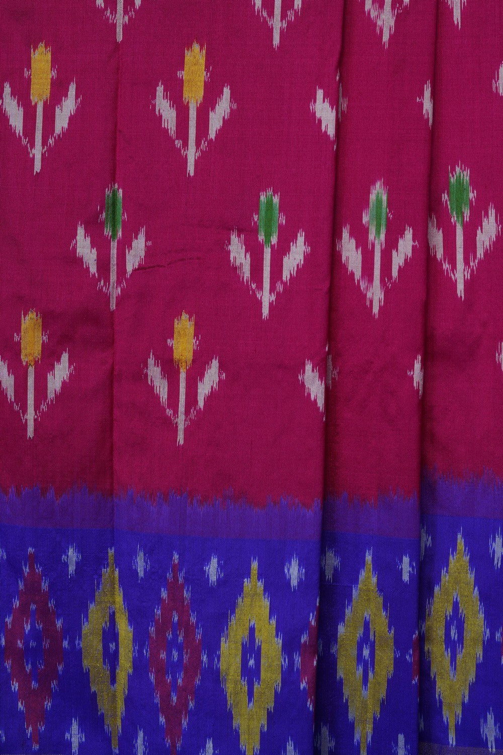 Image of Pink Pochampally Ikat Silk Saree