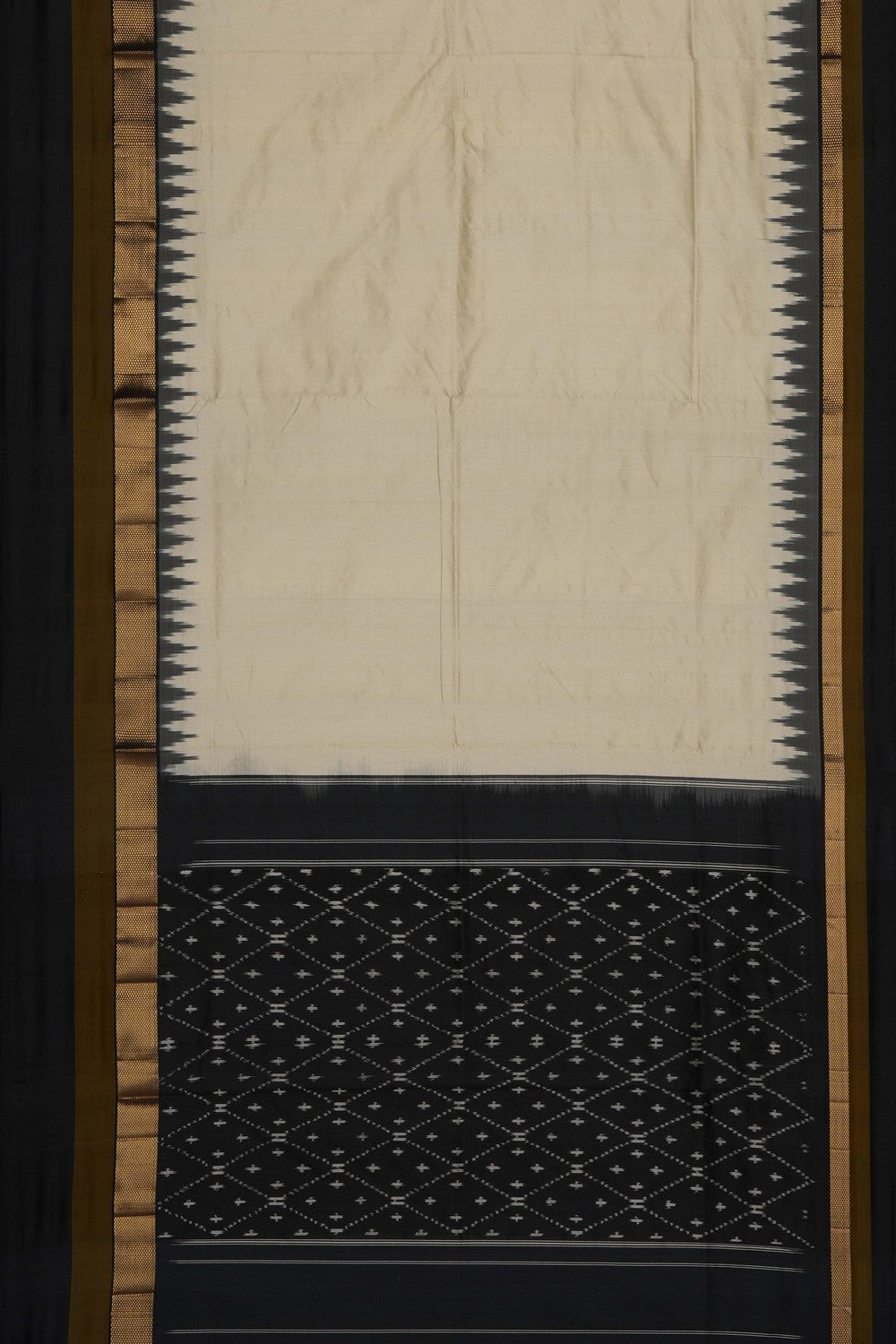 Image of Ivory Cream Pochampally Ikat Silk Saree