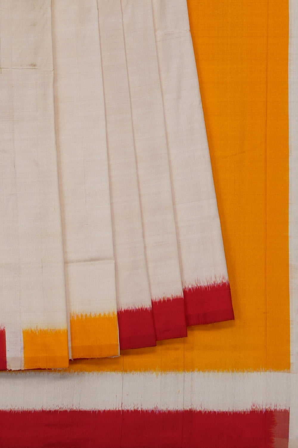 Image of Ivory Cream Pochampally Ikat Silk Saree