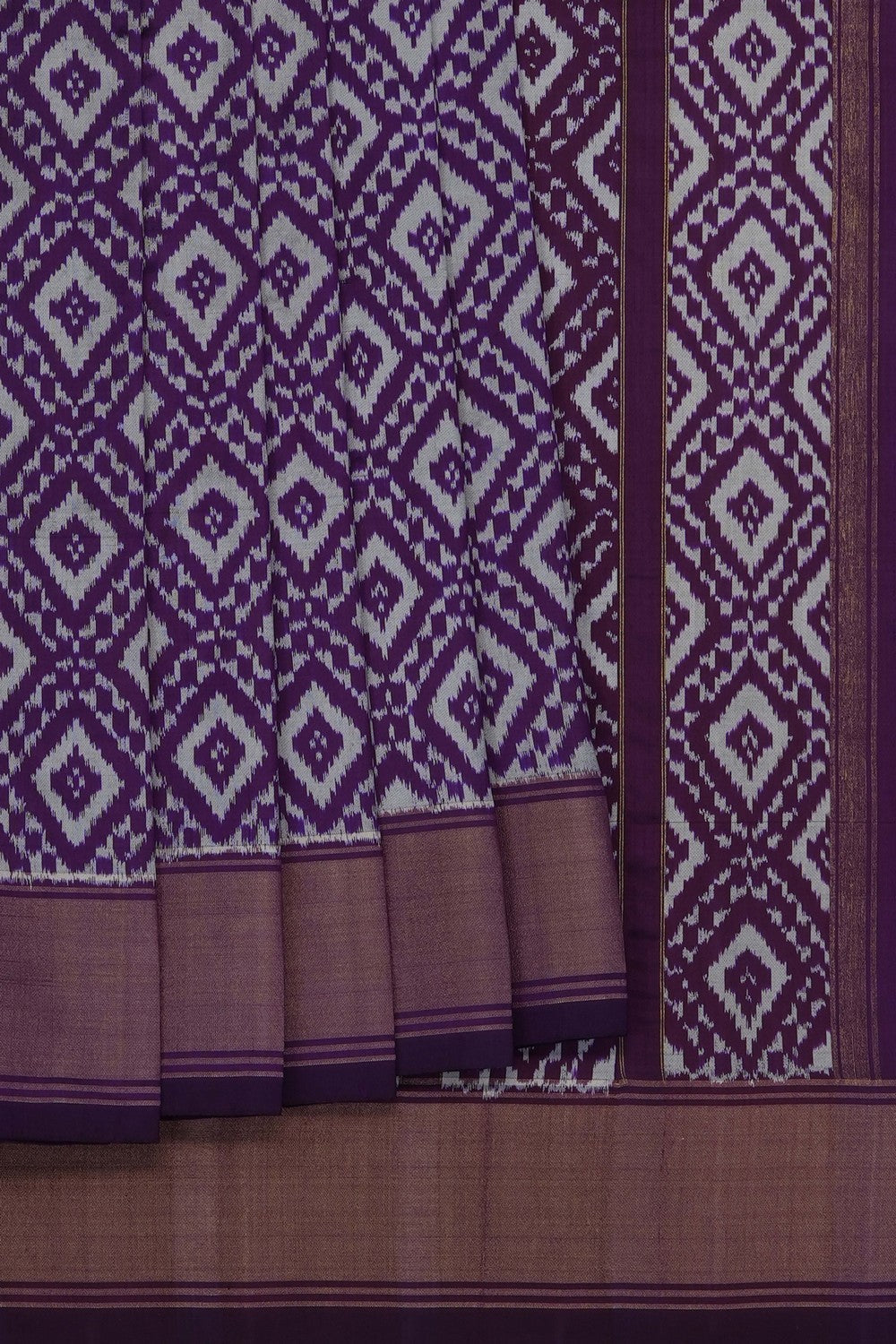 Image of Purple Pochampally Ikat Silk Saree