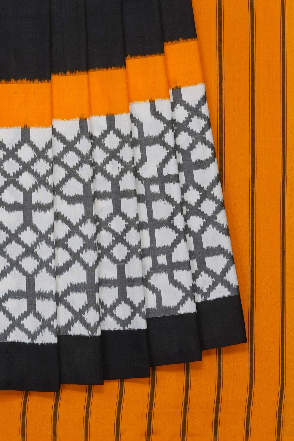 Image of Black Pochampally Ikat Silk Saree