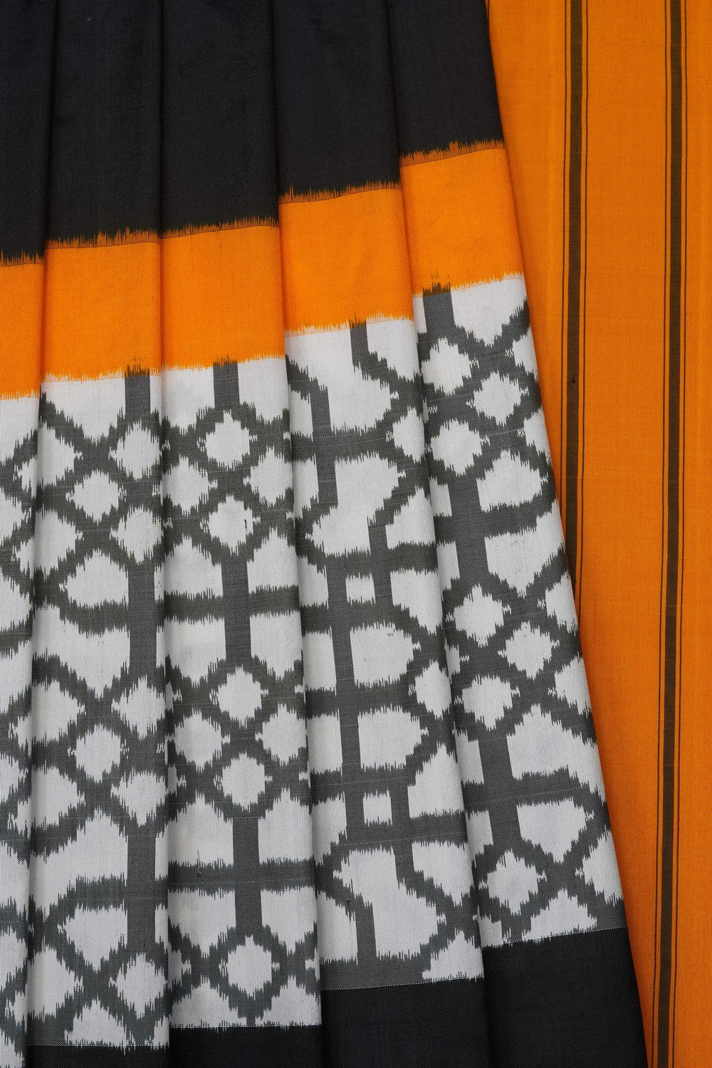 Image of Black Pochampally Ikat Silk Saree