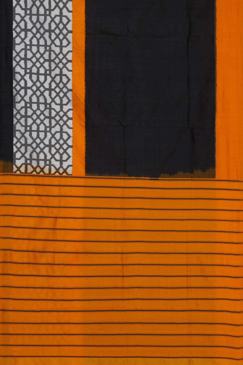 Image of Black Pochampally Ikat Silk Saree