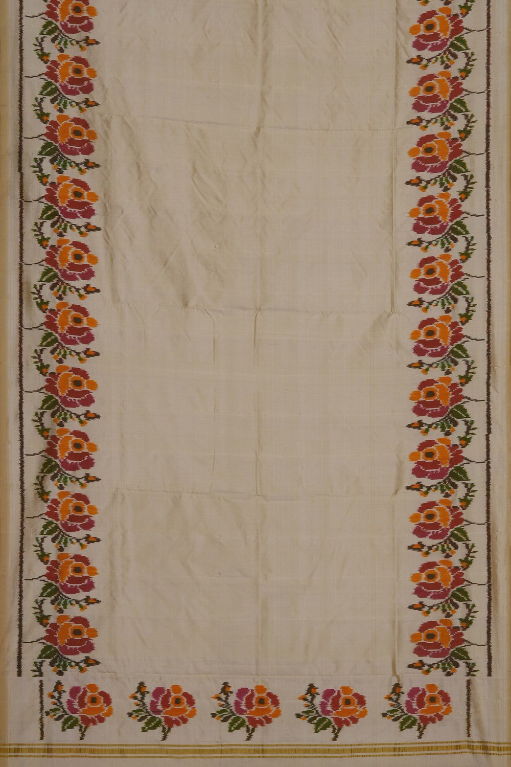 Image of Ivory Cream Pochampally Ikat Silk Saree