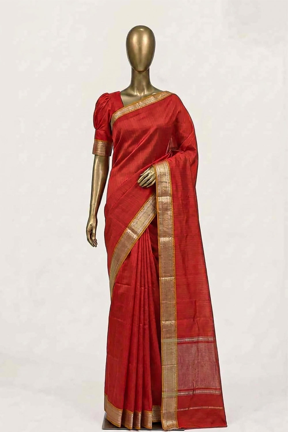 Image of Red Mangalgiri Saree