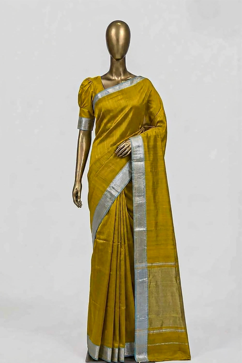 Image of Spring Yellow Mangalgiri Saree