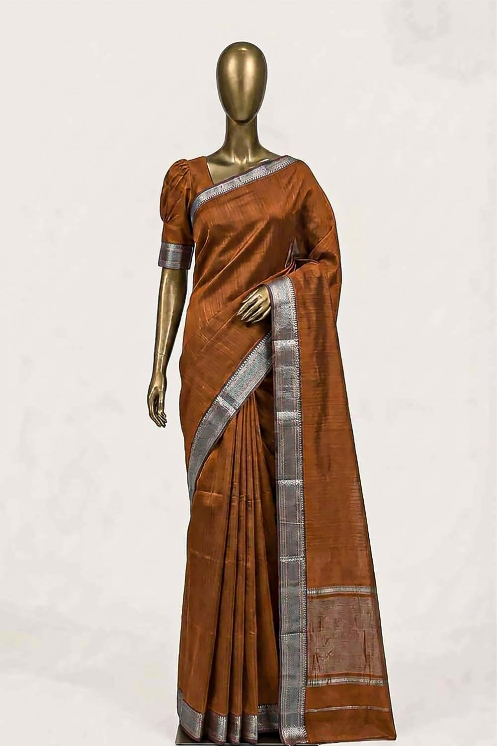 Image of Peach Mangalgiri Saree
