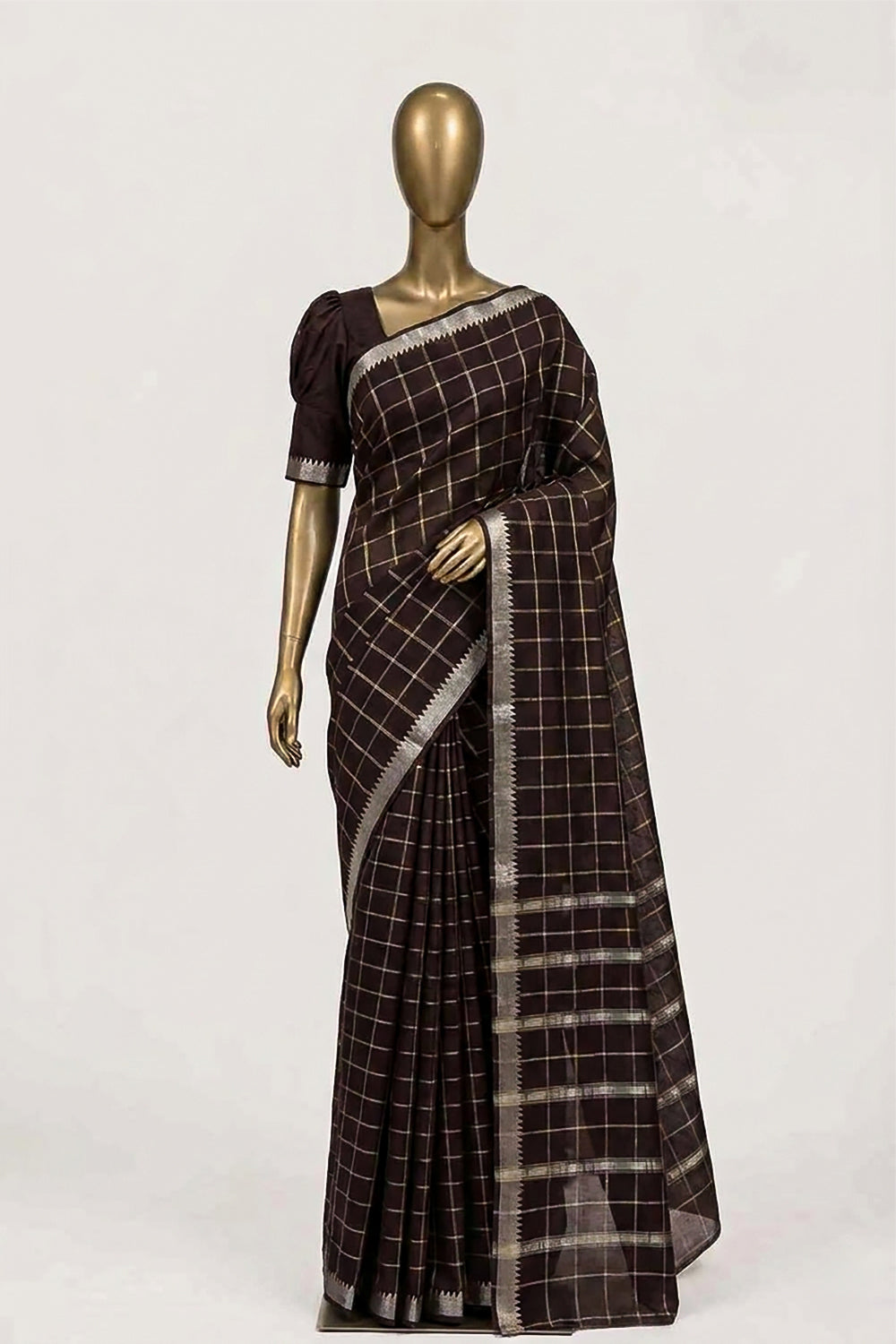 Image of Brown Mangalgiri Saree
