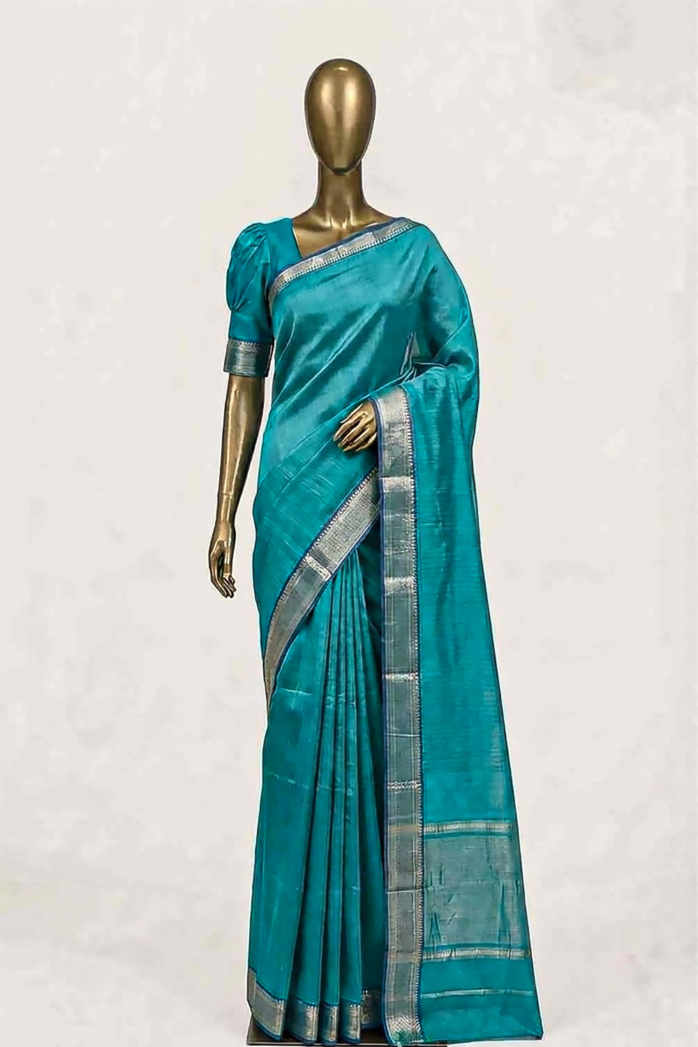 Image of Sea Blue Mangalgiri Saree