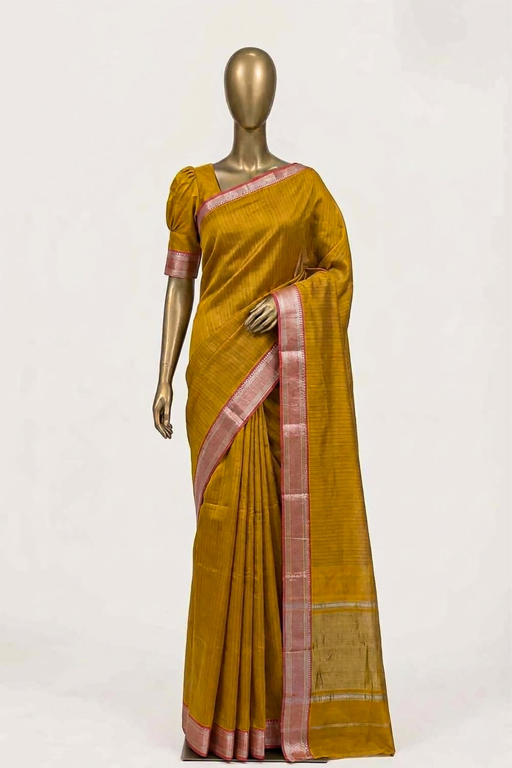 Image of Yellow Mangalgiri Saree