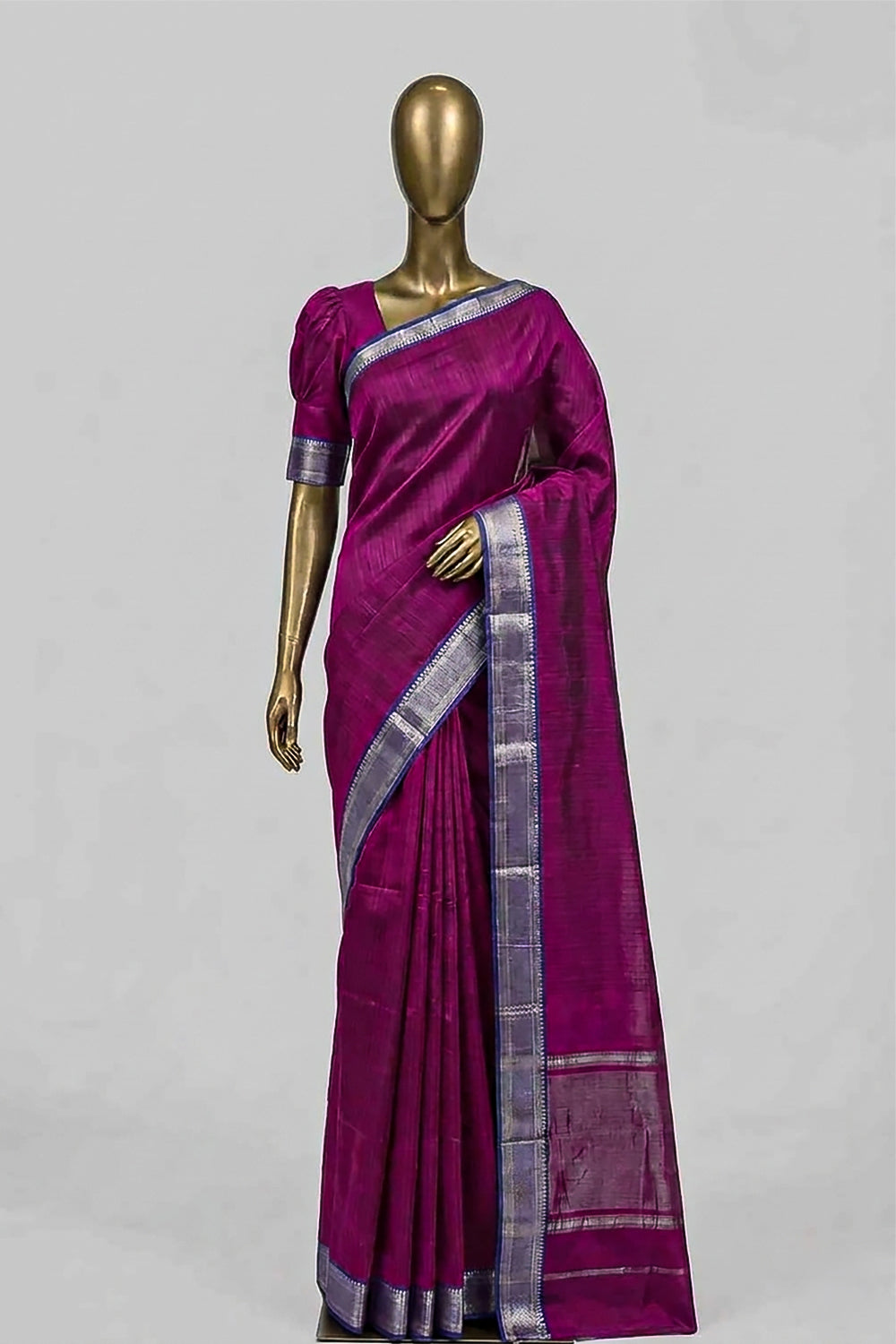 Image of Magenta-Pink Mangalgiri Saree