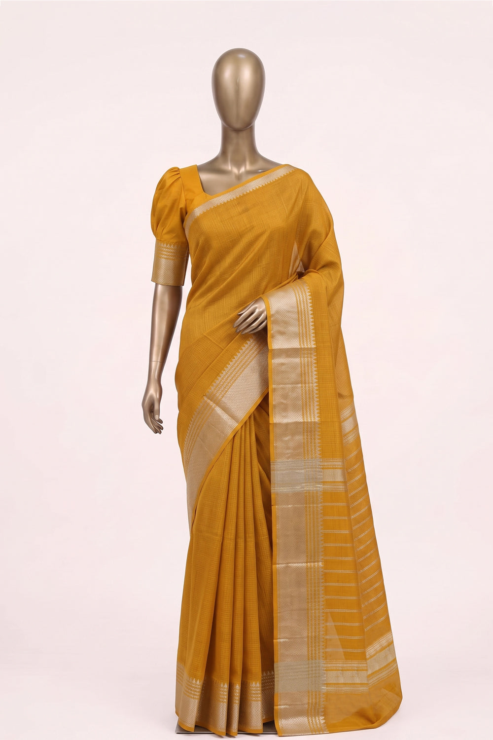 Image of Yellow Mangalgiri Saree
