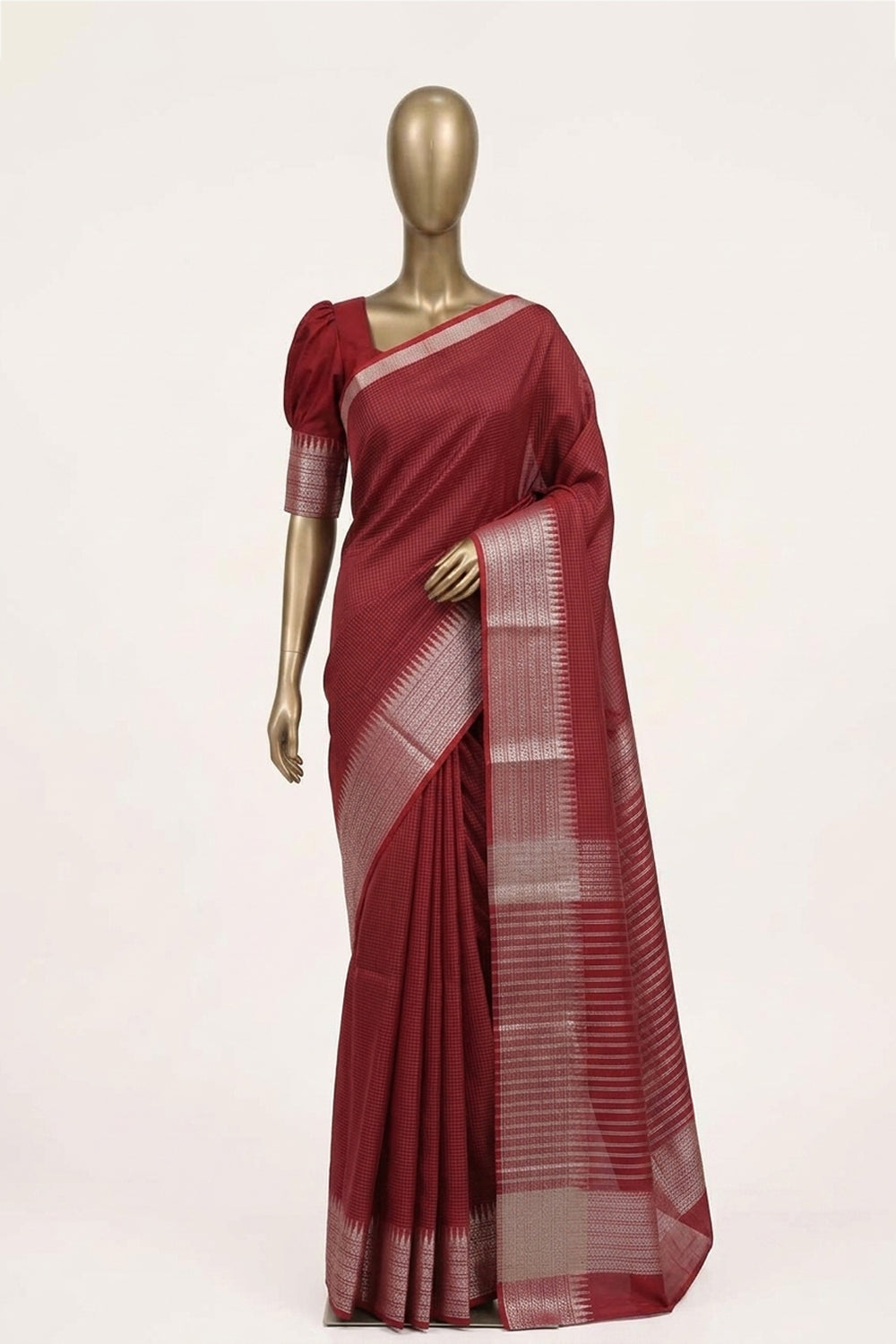 Image of Red Mangalgiri Saree