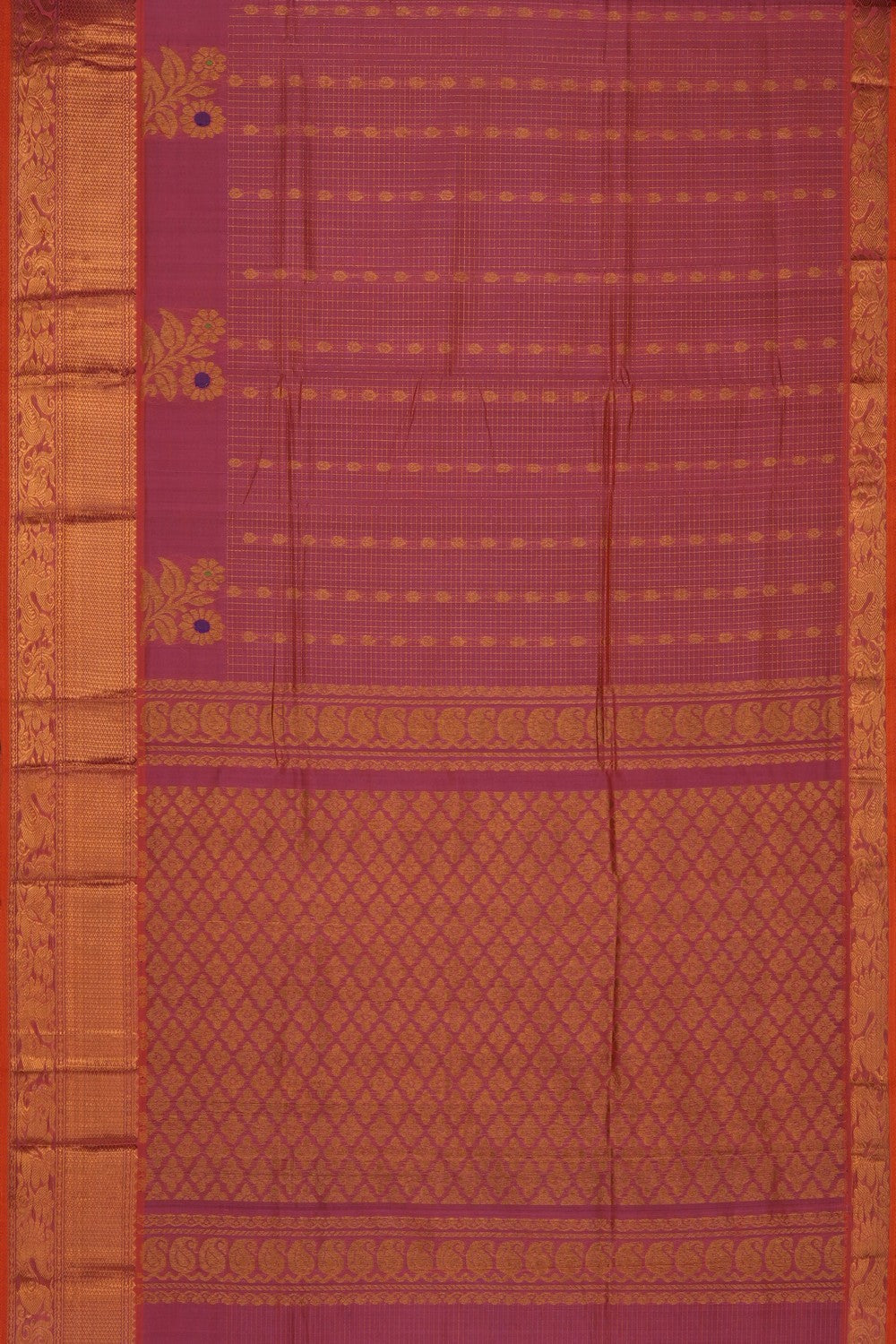 Image of Fuchsia-Pink Mangalgiri Saree
