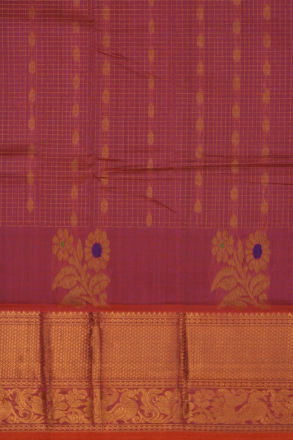Image of Fuchsia-Pink Mangalgiri Saree