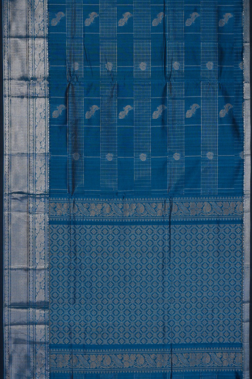 Image of Blue Mangalgiri Saree