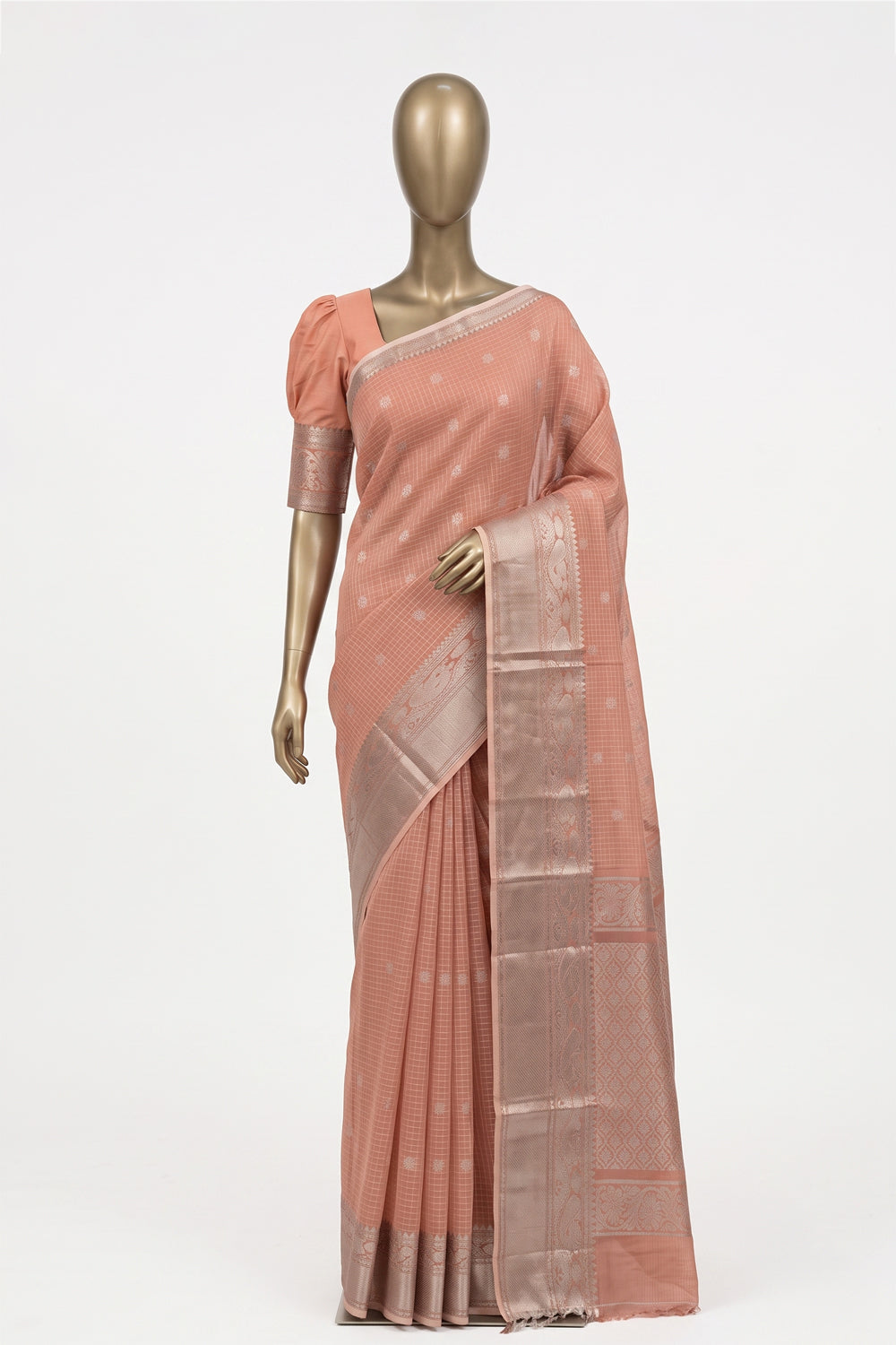 Image of Peach Mangalgiri Saree