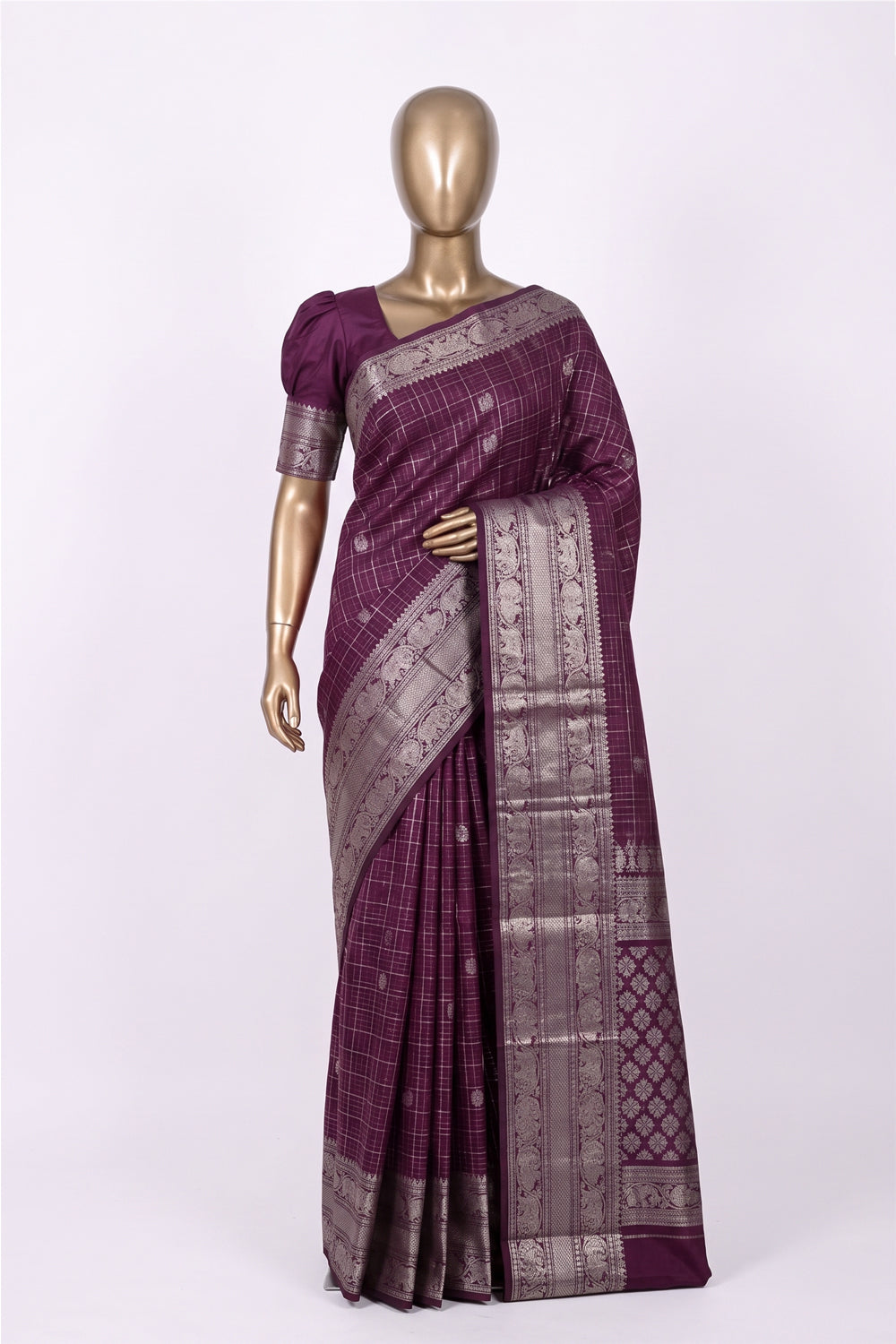Image of Purple Mangalagiri Silk Saree
