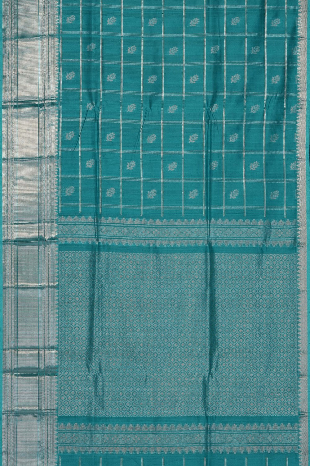 Image of Teal Green Mangalgiri Saree