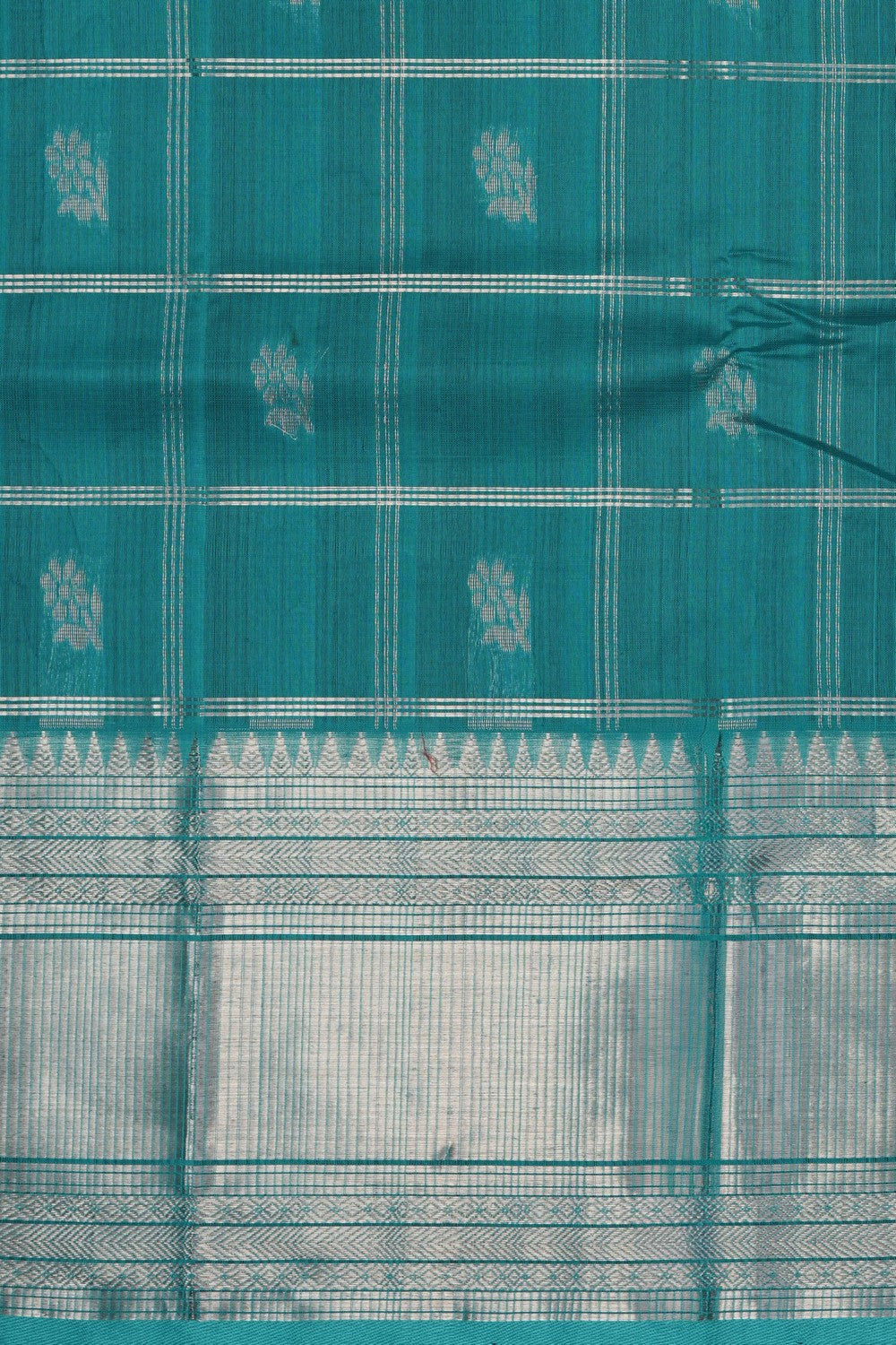 Image of Teal Green Mangalgiri Saree