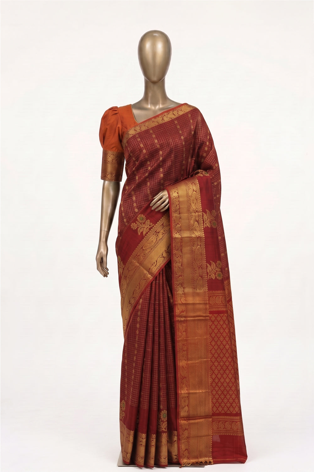 Image of Red Mangalgiri Saree