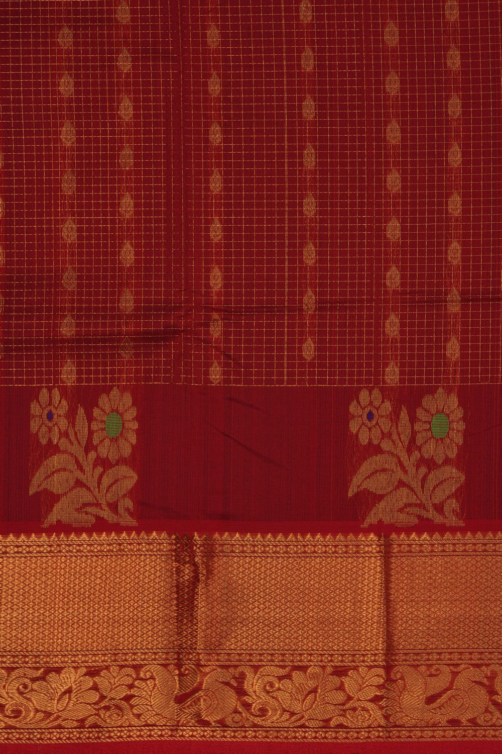 Image of Red Mangalgiri Saree