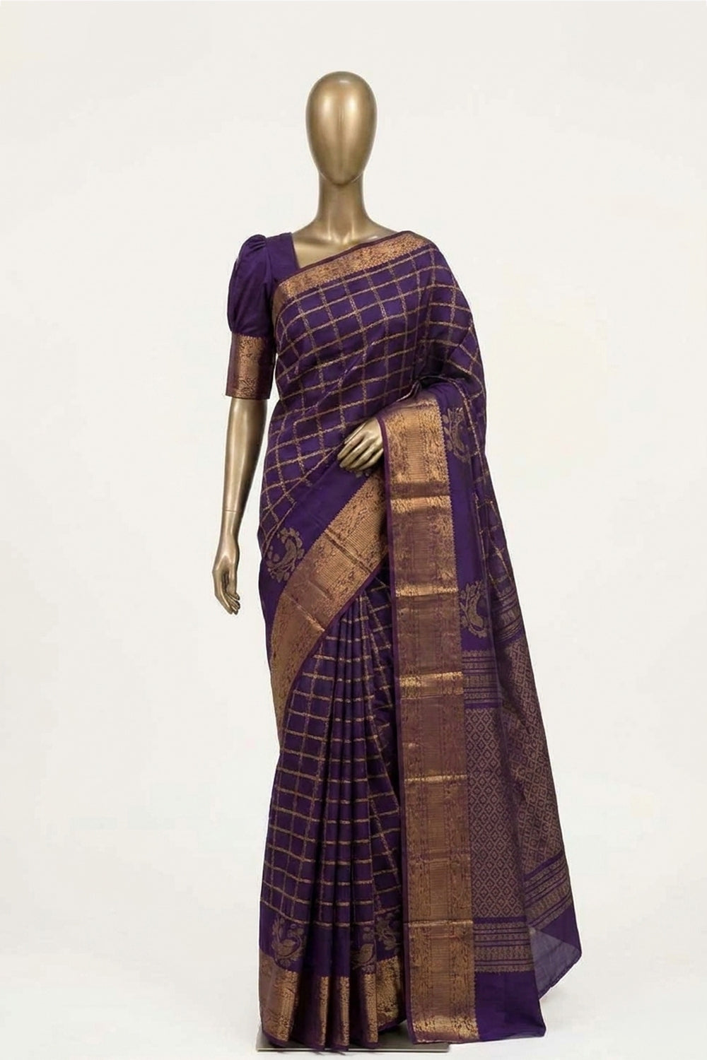 Image of Violet Mangalgiri Silk Saree